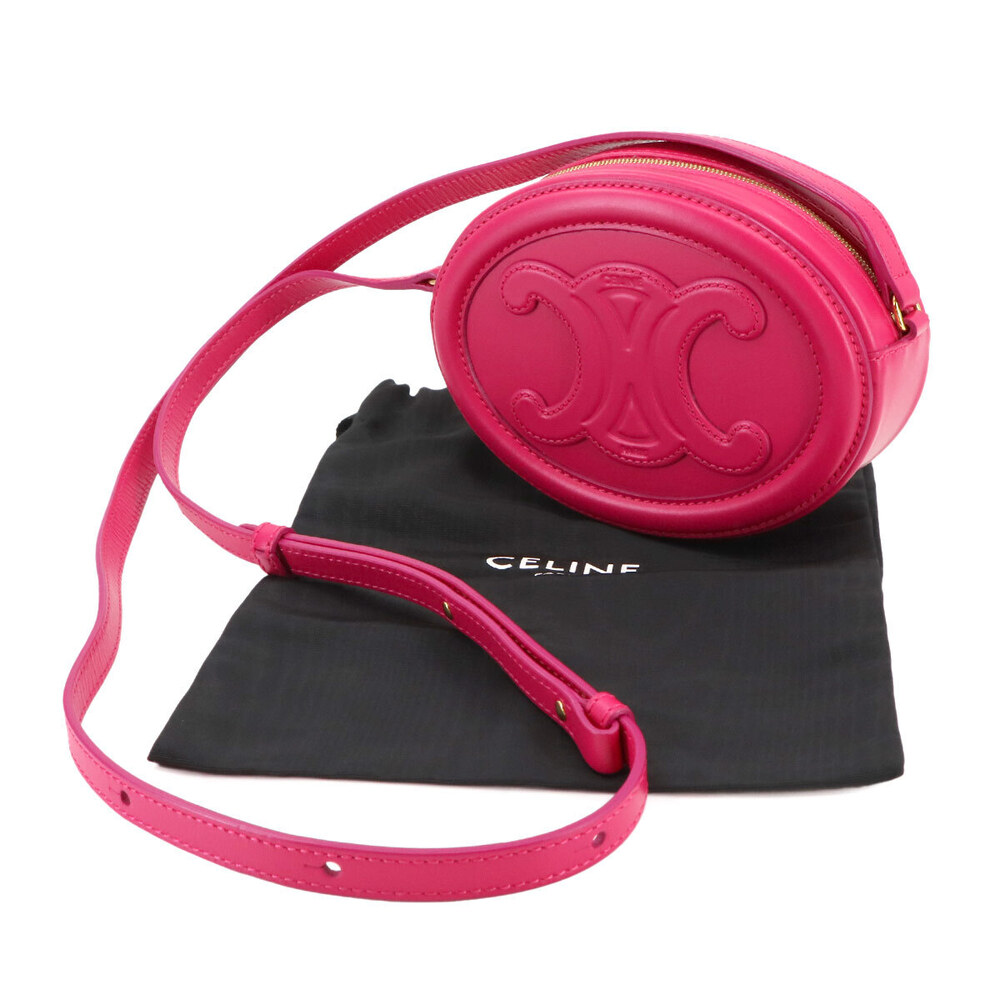 Celine Oval Cuir Triomphe Shoulder Bag Pink Leather - Picture 2 of 9